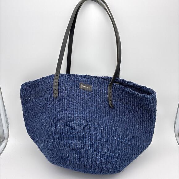 Clare V Handbags - Clare V Kenya Blue Woven Straw Bag Purse Tote Coastal Preppy Tomato Girl